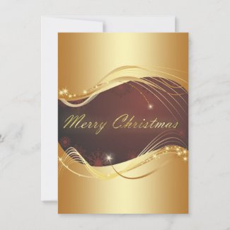 Golden Christmas motive with red background Holiday Card