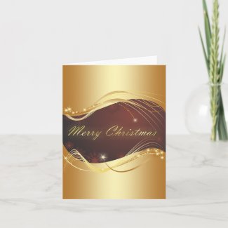 Golden Christmas motive with red background Holiday Card