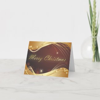 Golden Christmas motive with red background Holiday Card