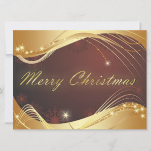 Golden Christmas motive with red background Holiday Card
