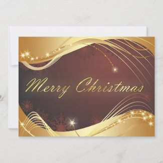 Golden Christmas motive with red background Holiday Card