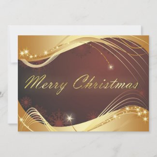 Golden Christmas motive with red background Holiday Card