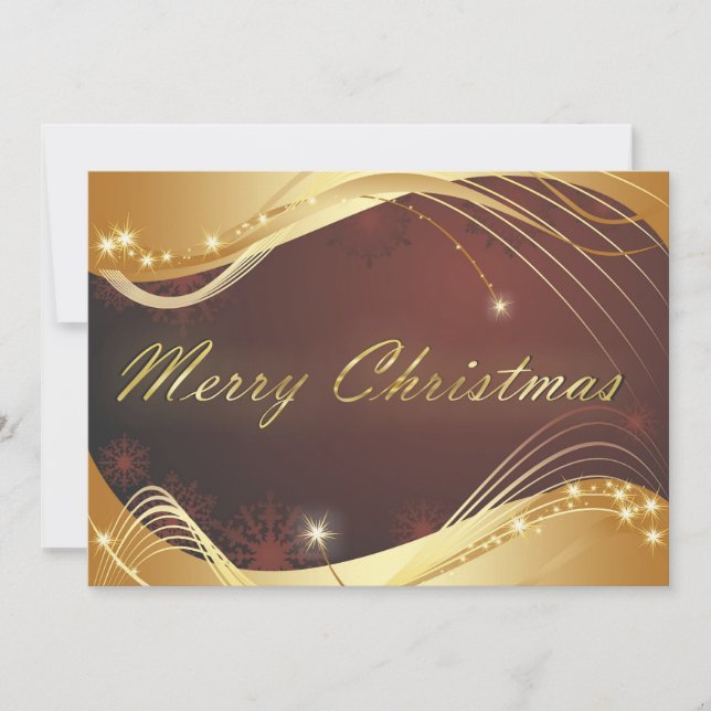 Golden Christmas motive with red background Holiday Card (Front)