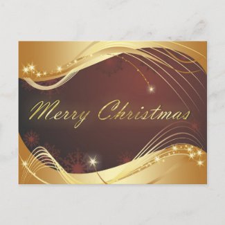 Golden Christmas motive with red background Holiday Postcard