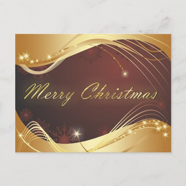 Golden Christmas motive with red background Holiday Postcard (Front)
