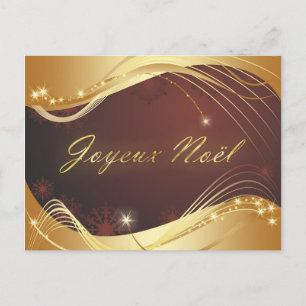 Golden Christmas motive with red background... Holiday Postcard