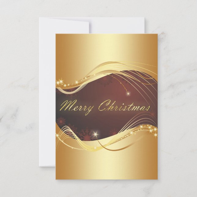 Golden Christmas motive with red background Invitation (Front)