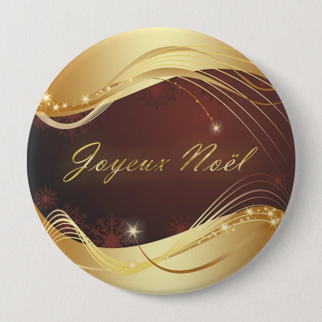 Golden Christmas motive with red background... Pinback Button (Front)