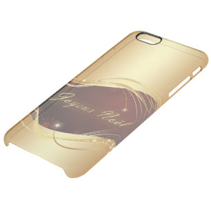 Golden Christmas motive with red background... Clear iPhone 6 Plus Case