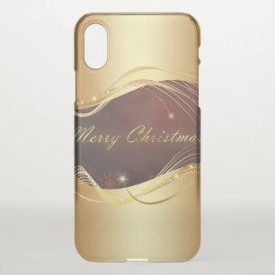 Golden Christmas motive with red background iPhone X Case