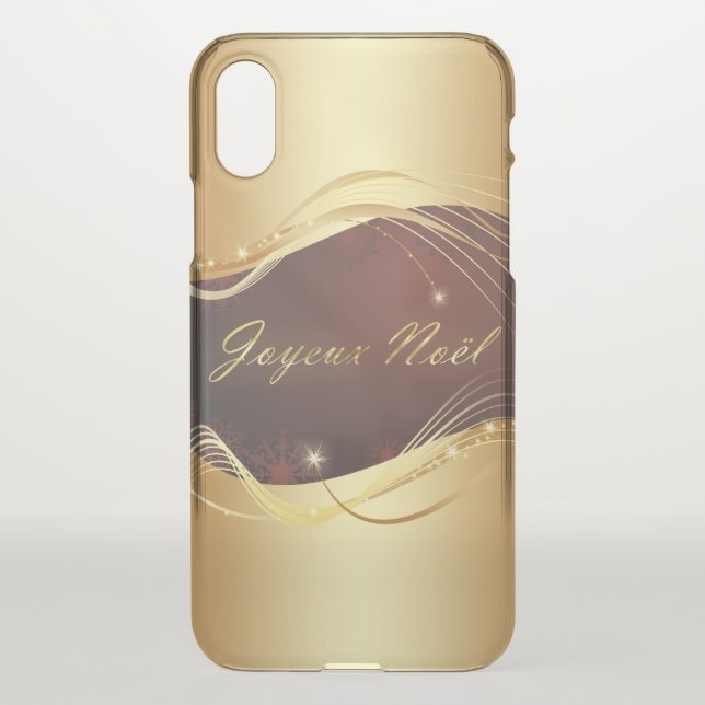 Golden Christmas motive with red background... Uncommon iPhone Case (Back)
