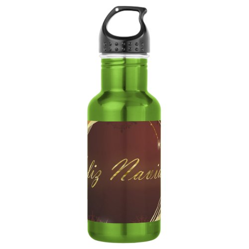 Golden Christmas motive with red background... Water Bottle