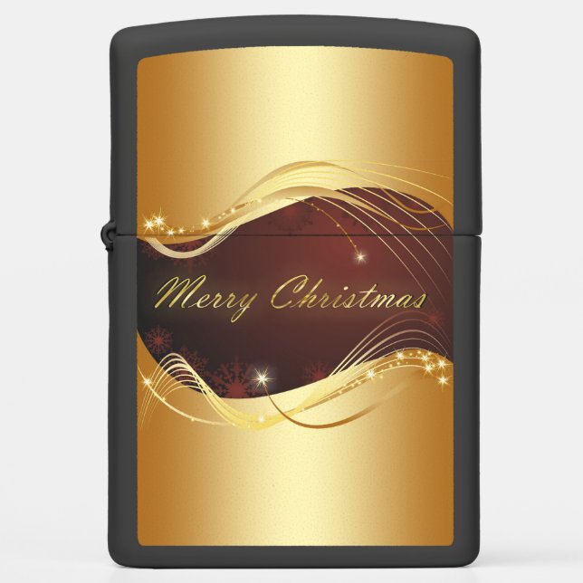 Golden Christmas motive with red background Zippo Lighter (Front)