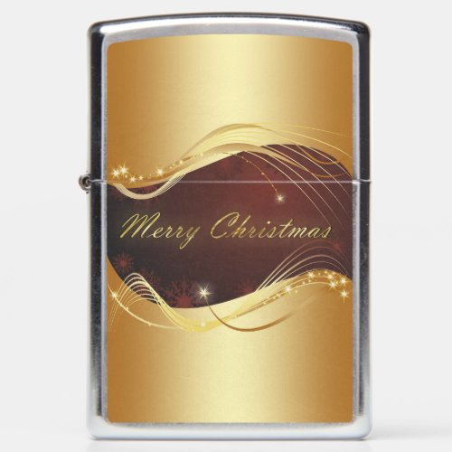 Golden Christmas motive with red background Zippo Lighter