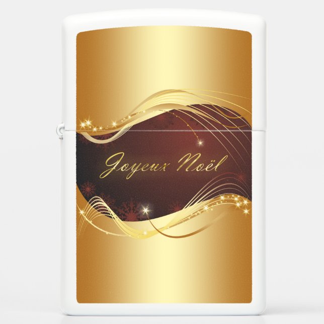 Golden Christmas motive with red background... Zippo Lighter (Front)