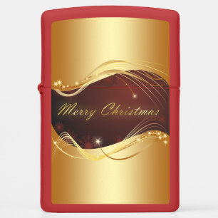 Golden Christmas motive with red background Zippo Lighter