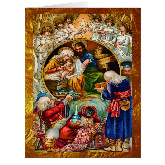 Golden Christmas Nativity Big Card (Front)
