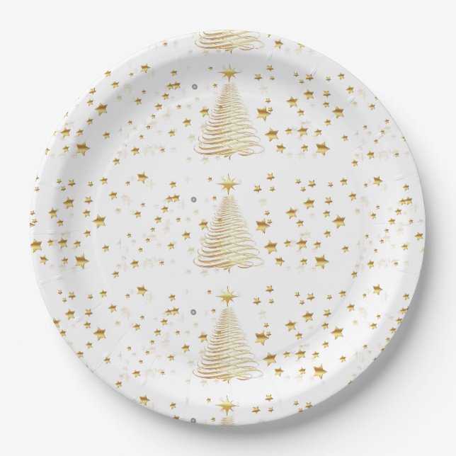 Golden Christmas Paper Plates (Front)
