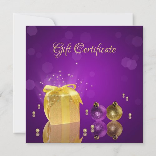 Golden Christmas Present Box Gift Certificate