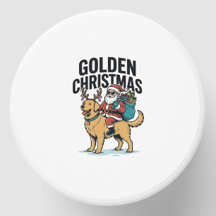 Golden Christmas Santa Riding Retriever Shirt Desi Mini Candle Favors