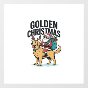 Golden Christmas Santa Riding Retriever Shirt Desi Window Cling