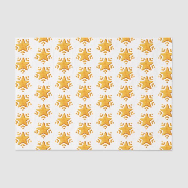 Golden Christmas Snow Pattern Tissue Paper (Front)