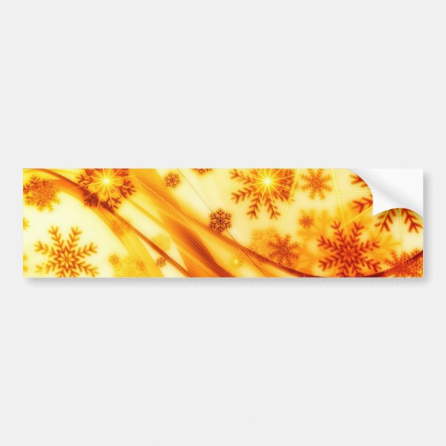 Golden Christmas Snowflakes Bumper Sticker (Front)