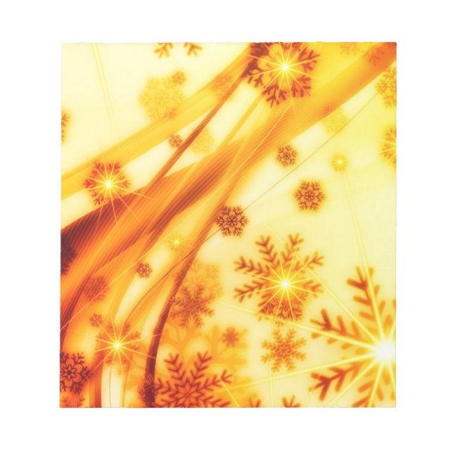 Golden Christmas Snowflakes Notepad (Front)