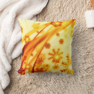 Golden Christmas Snowflakes Throw Pillow