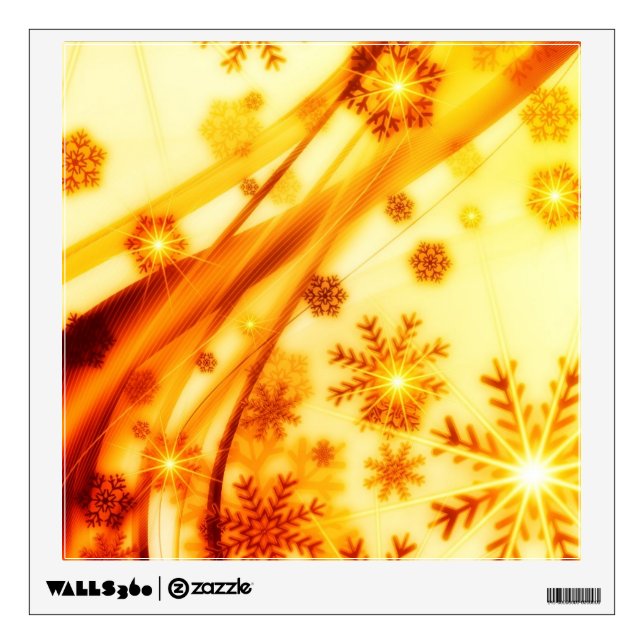 Golden Christmas Snowflakes Wall Decal (Front)