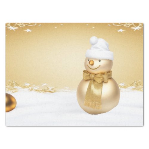 Golden Christmas Snowman Holiday Tissue Paper