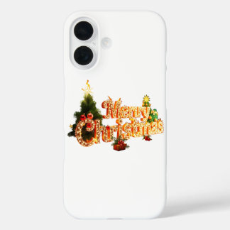 Golden Christmas Sparkle - Festive Tree iPhone 16 Case