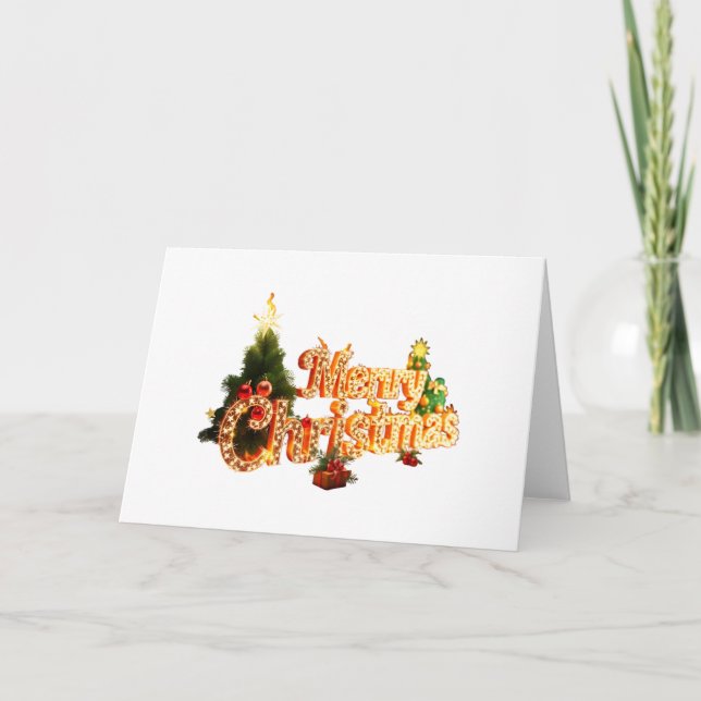 Golden Christmas Sparkle - Festive Tree Invitation (Front)