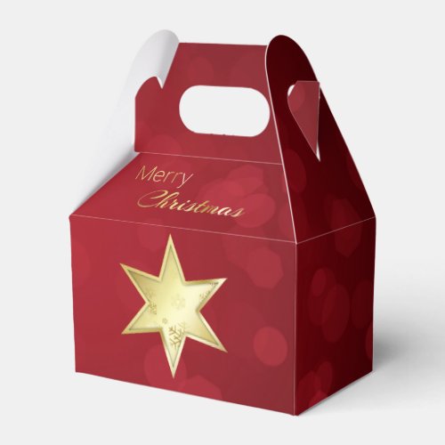 Golden Christmas Star Red Bokeh Favor Boxes