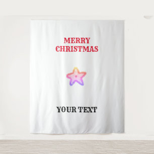 GOLDEN CHRISTMAS STAR SCRPT CALLIGRAPHY TAPESTRY