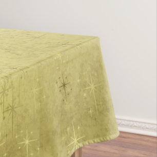 Golden Christmas Stars on Gold Texture BG Tablecloth
