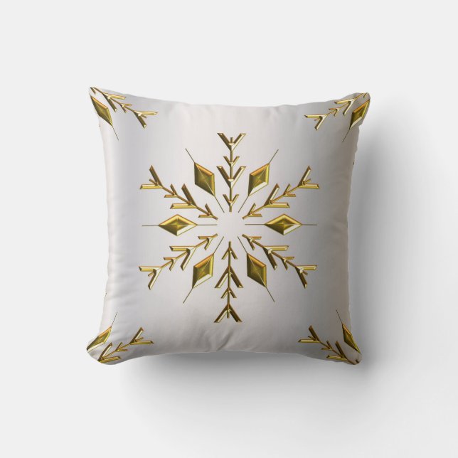 Golden Christmas Stars Throw Pillow (Front)