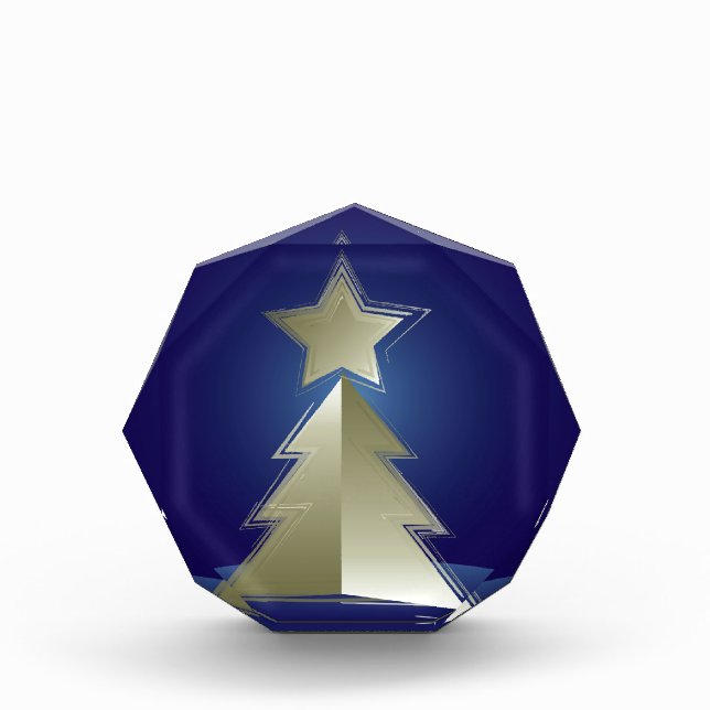 Golden Christmas tree Acrylic Award (Front)