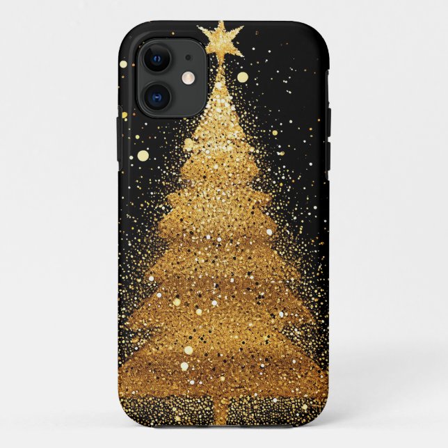 Golden Christmas tree Festive Aesthetic Design Case-Mate iPhone Case (Back)