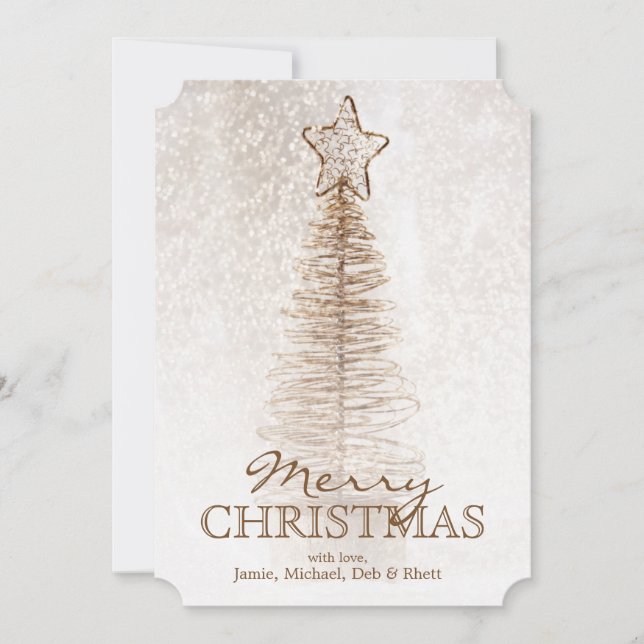 Golden Christmas tree Holiday Card (Front)