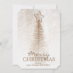 Golden Christmas tree Holiday Card