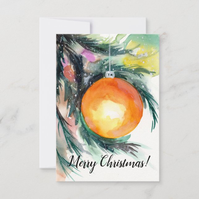 Golden Christmas Tree Ornament Christmas Card (Front)