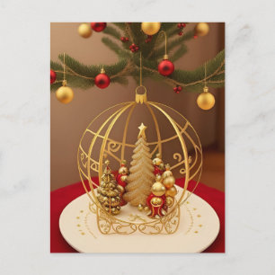 ✨ Golden Christmas Tree Ornament Luxury Festive Postcard