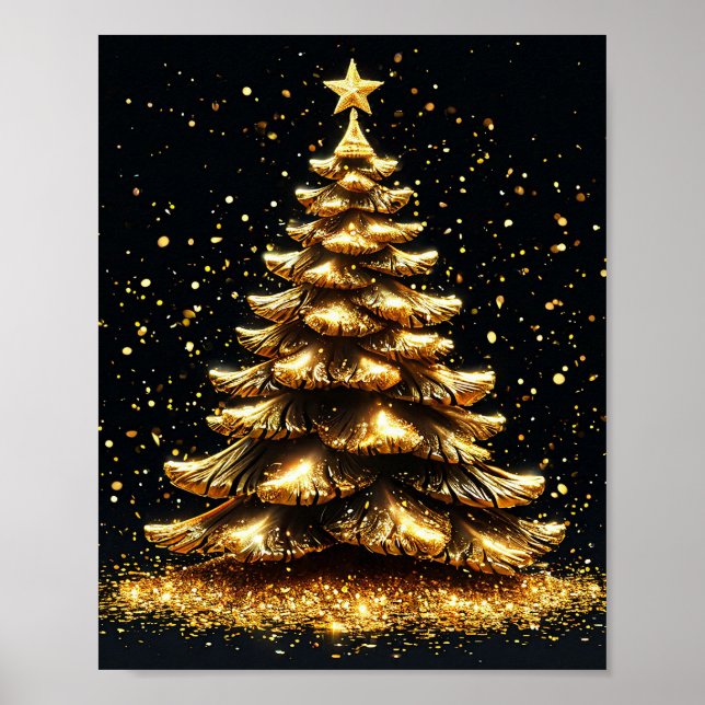 Golden Christmas tree Poster (Front)