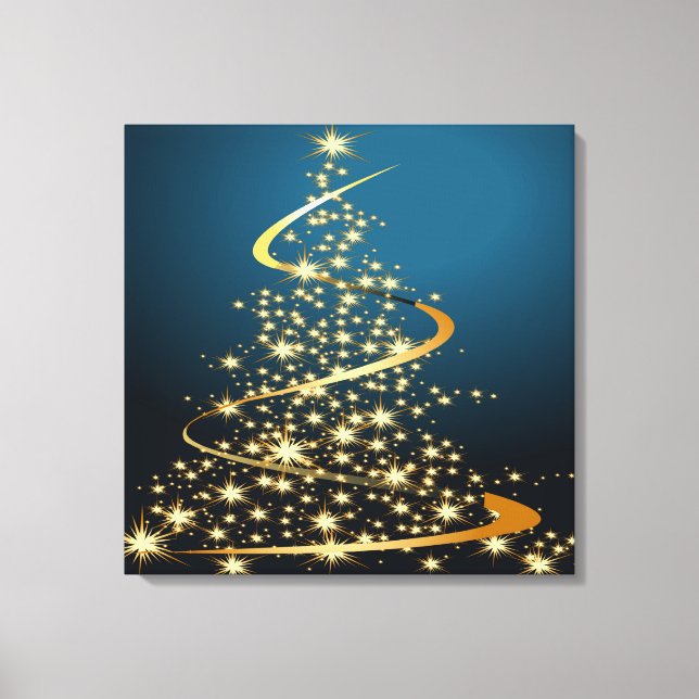 Golden Christmas Tree Premium Wrapped Canvas (Front)