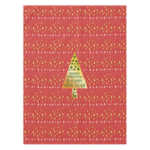 Golden Christmas tree - Red landscape Tablecloth