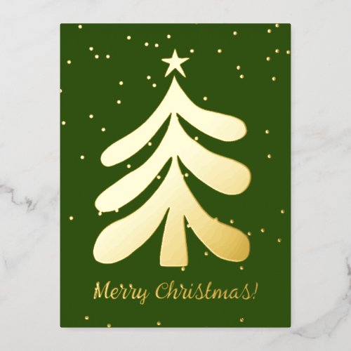 Golden Christmas tree shiny gold foil postcards