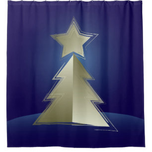Golden Christmas tree Shower Curtain
