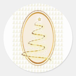 Golden Christmas Tree Sticker