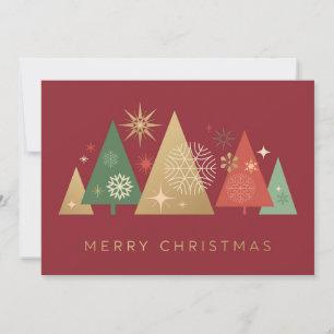 Golden Christmas Trees - Elegant Festive Wishes Holiday Card